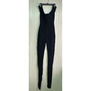 MANIEREDEVOIR Black Knit Cut Out Bodysuit One Piece Jumpsuit Pants L